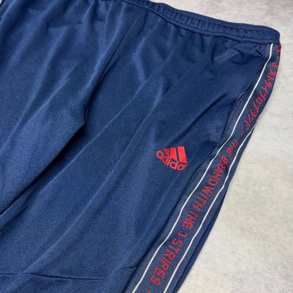 Adidas Navy Blue Red Side Track Pants Mens XL Ankle Zip Athletic Streetwear